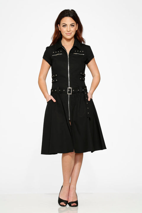 Vestido negro de estilo bondage de largo medio-2