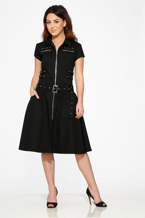 Vestido negro de estilo bondage de largo medio-5