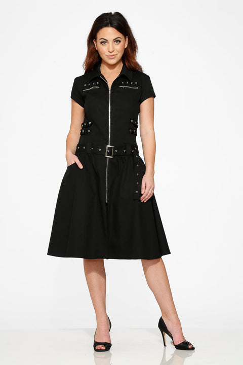 Vestido negro de estilo bondage de largo medio-6