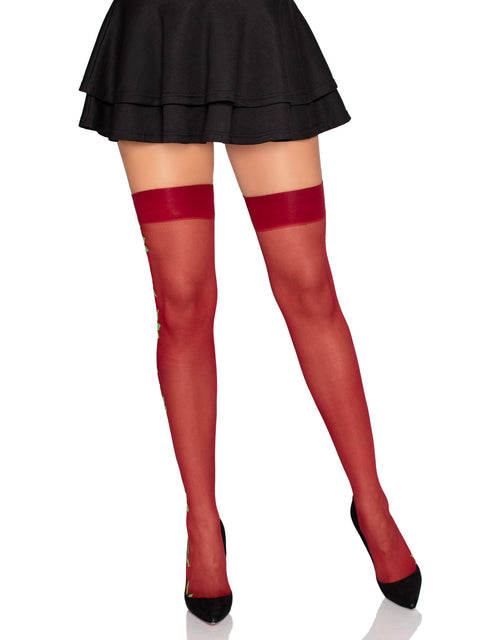 Medias altas hasta el muslo con estampado floral de Roselle-1