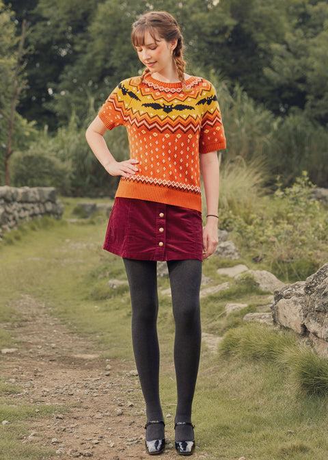 Es como un suéter de manga corta Fair Isle con estampado de murciélago.-5