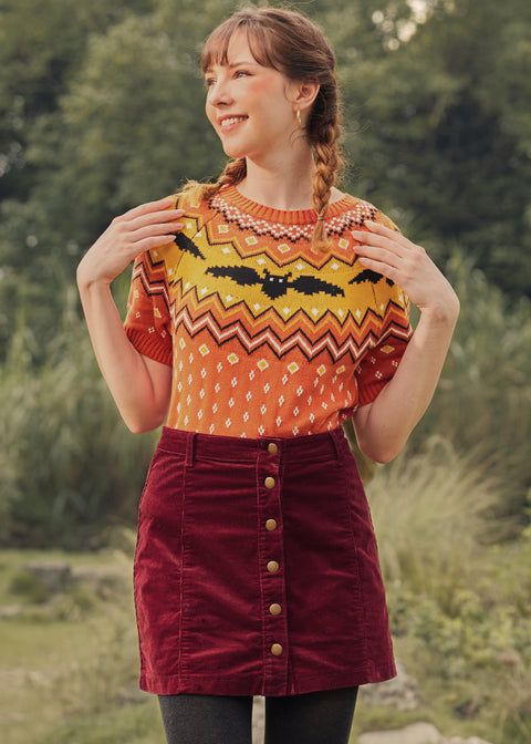 Es como un suéter de manga corta Fair Isle con estampado de murciélago.-4