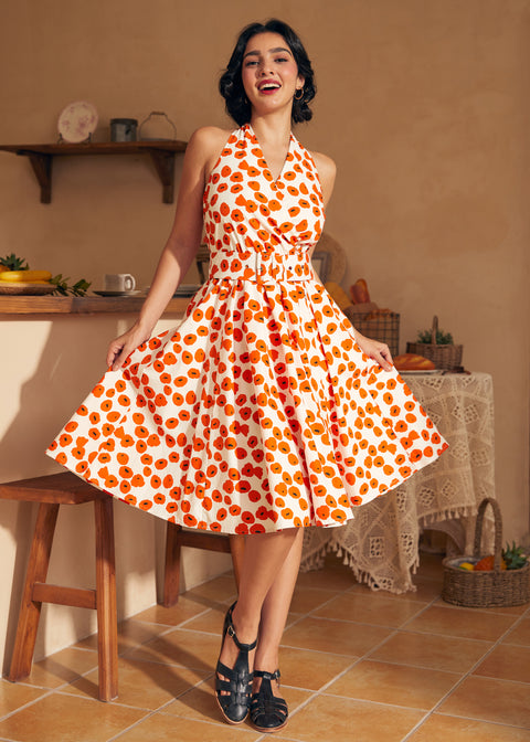 Vestido halter cruzado de efecto instantáneo-4