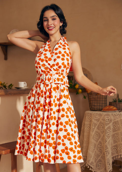 Vestido halter cruzado de efecto instantáneo-3