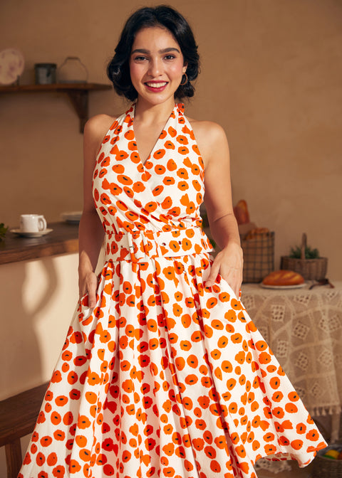 Vestido halter cruzado de efecto instantáneo-2