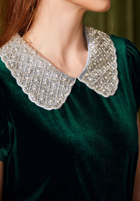 Top de terciopelo con cuello Peter Pan de Diner Delight-1