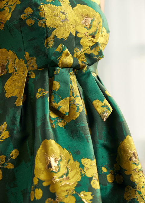 Vestido Gilded Garden de corte ajustado y falda acampanada-1