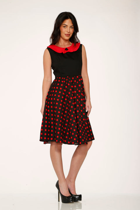 Vestido swing de lunares negros y rojos-6
