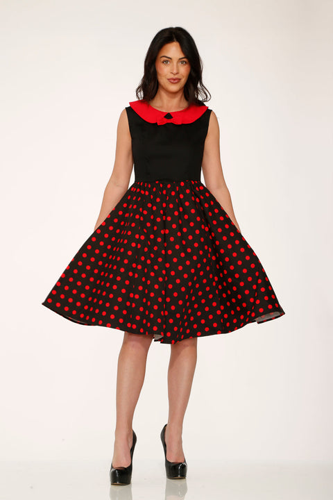 Vestido swing de lunares negros y rojos-7