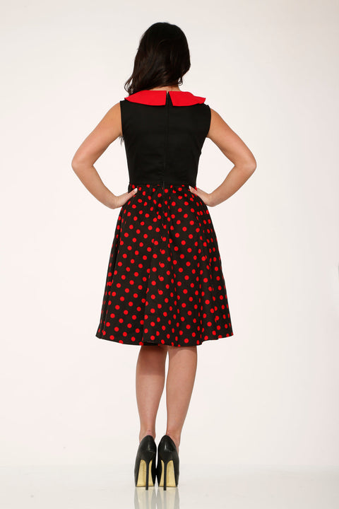 Vestido swing de lunares negros y rojos-8