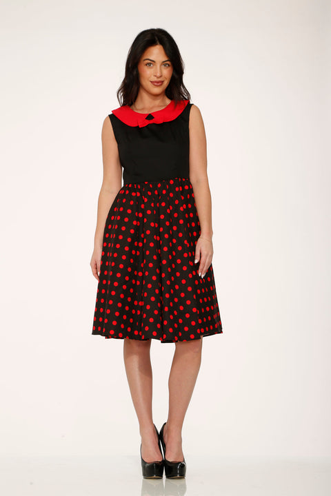 Vestido swing de lunares negros y rojos-4