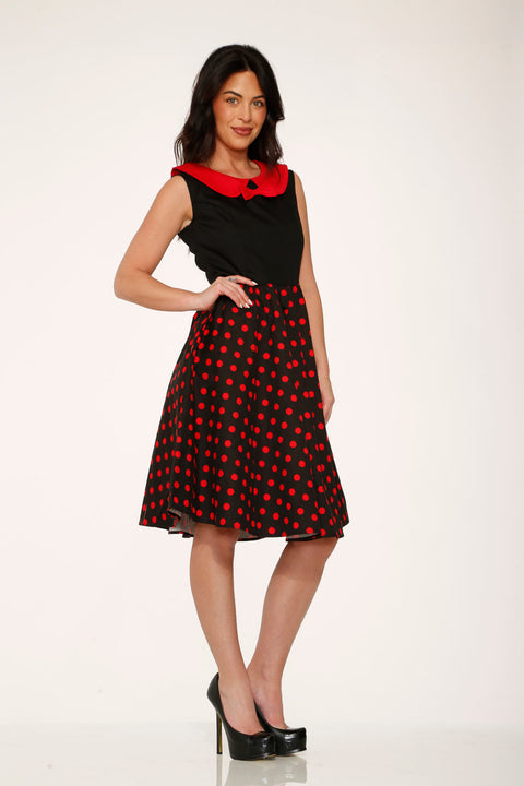Vestido swing de lunares negros y rojos-5