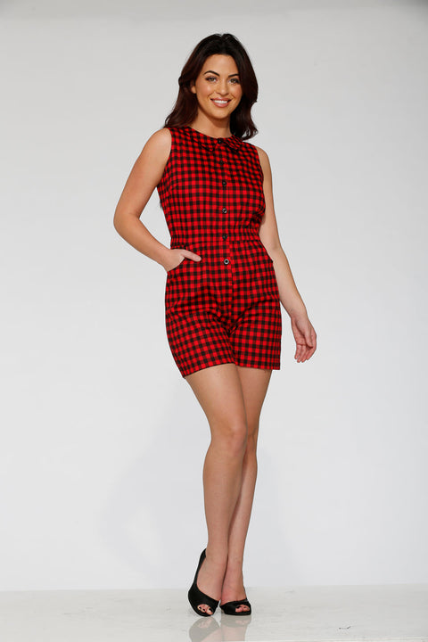 Mono negro y rojo con estampado de jaque mate.-5