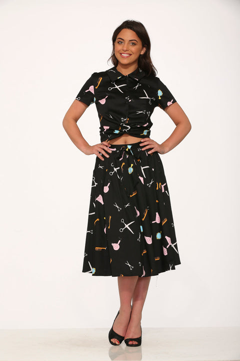 Top y falda de salón de belleza Black Beauty-4