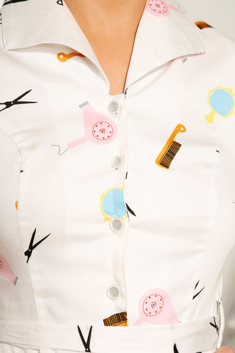 Vestido blanco de salón de belleza-1