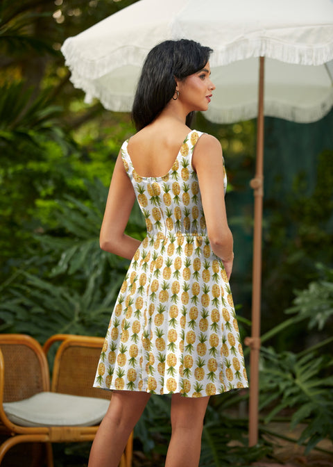 Vestido de patinadora con estampado de piña-2