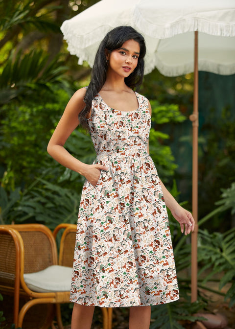 Vestido de corte retro ajustado y acampanado para camping-2