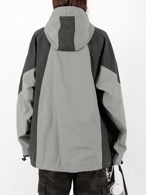 Outdoor Color Block Splice Hooded Jacket-3