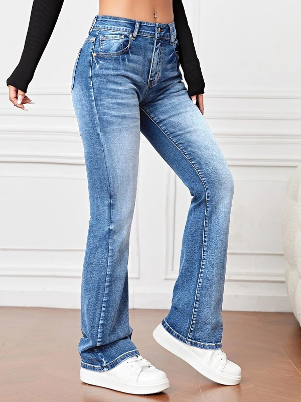 Light Washed High Waist Flare Jeans-2
