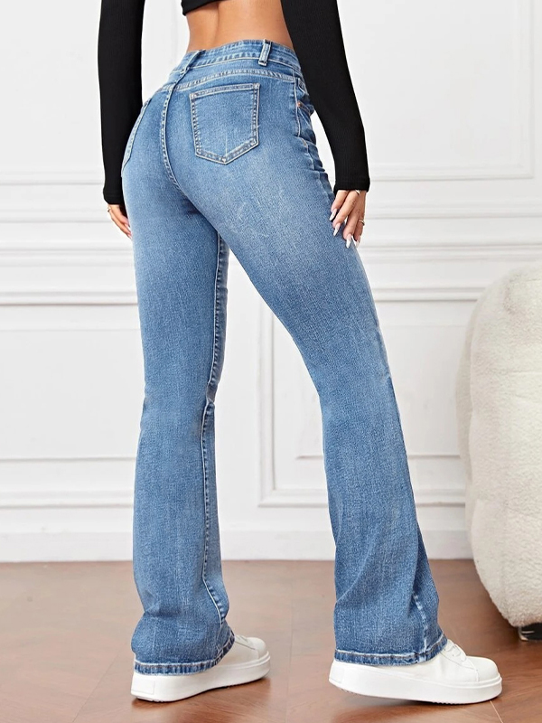 Light Washed High Waist Flare Jeans-1