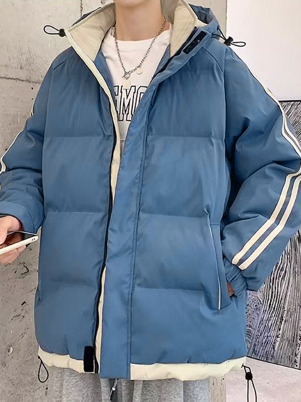 Men's Hooded Side Stripe Padded Jacket-1