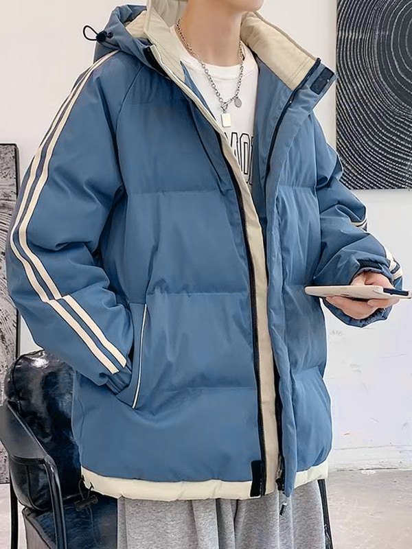 Men's Hooded Side Stripe Padded Jacket-2