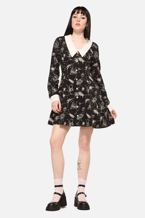 Vestido de manga larga con estampado de Pieridae oscuro-2
