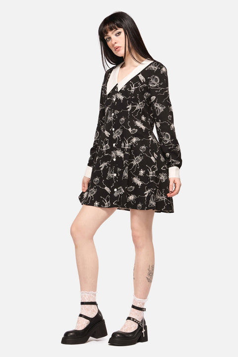 Vestido de manga larga con estampado de Pieridae oscuro-3