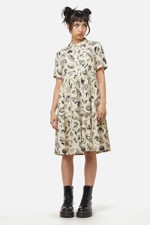 Vestido estampado con fósiles corporales-6
