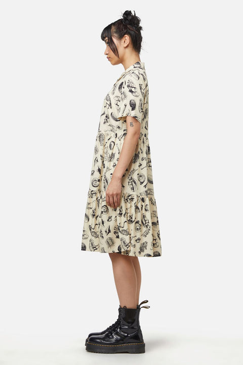 Vestido estampado con fósiles corporales-7