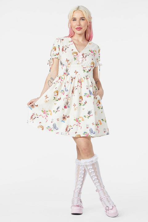 Vestido con estampado de gatito kitsch-6