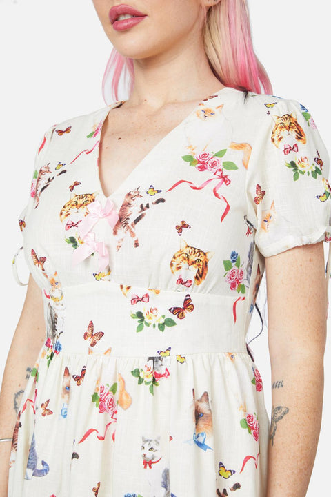 Vestido con estampado de gatito kitsch-8