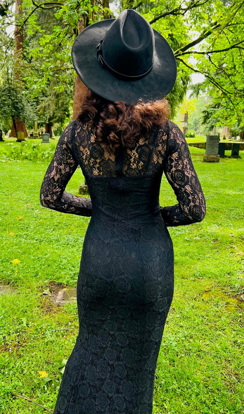 Perséfone - Vestido largo transparente de encaje floral-1