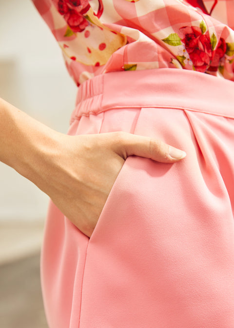 Pantalones cortos con lazo sonrojado-1