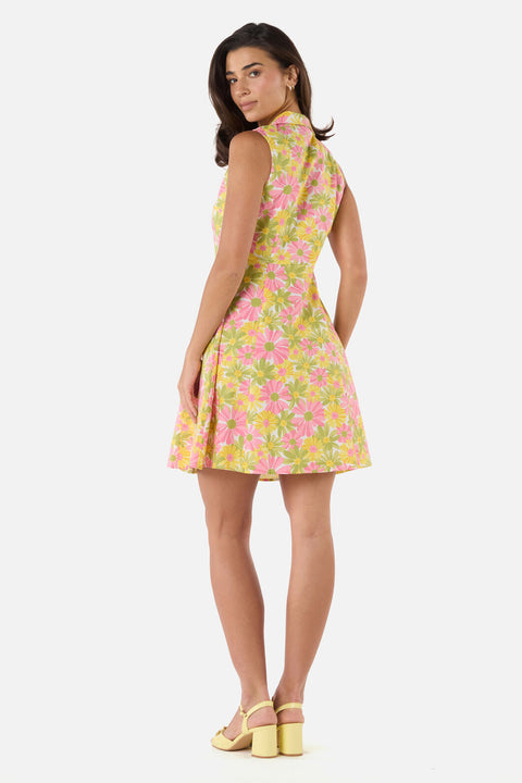 Minivestido camisero vintage con margaritas-4