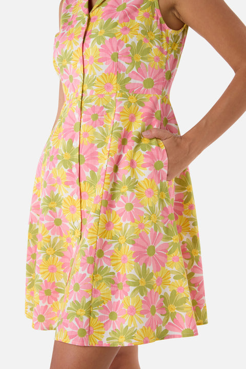 Minivestido camisero vintage con margaritas-1