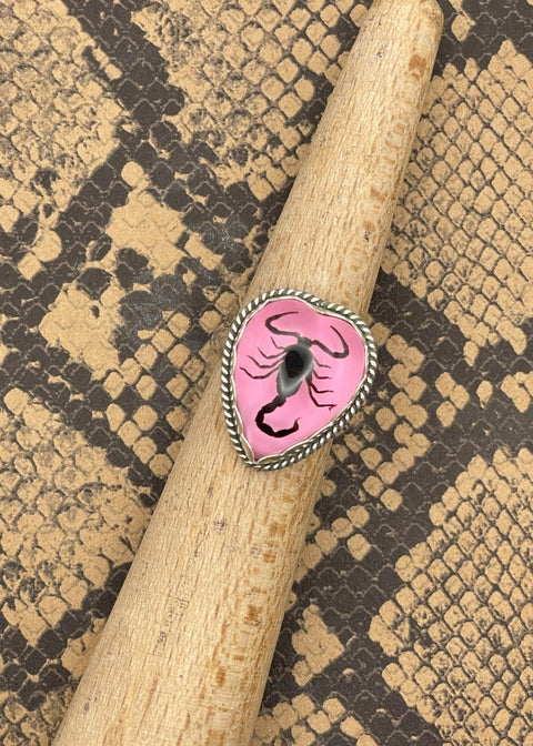 Anillo de corazón de escorpión de plata de ley-1