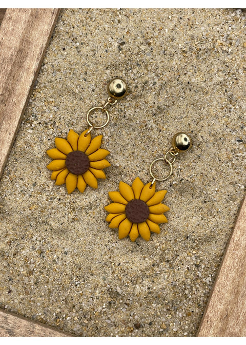 Pendientes colgantes de girasol-2