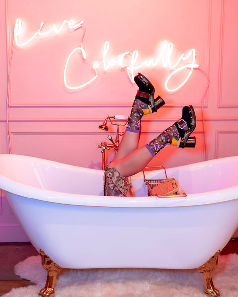 Paquete de calcetines transparentes negros estilo disco-5