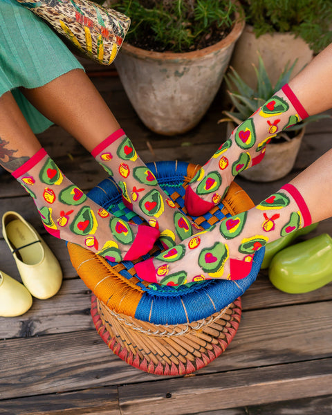 Calcetines transparentes con estampado de aguacate-2