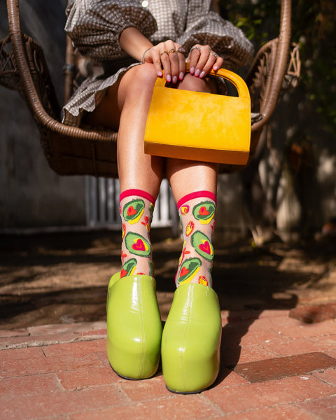 Calcetines transparentes con estampado de aguacate-5