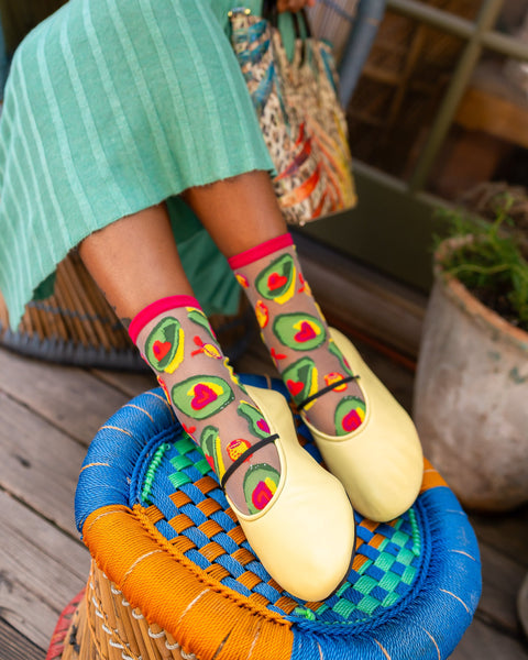 Calcetines transparentes con estampado de aguacate-7