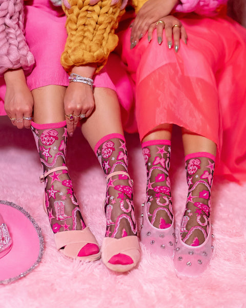 Paquete de calcetines transparentes negros estilo disco-8