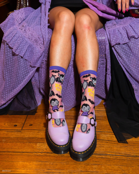 Calcetines Drácula, adorables y brillantes, con brillo.-2