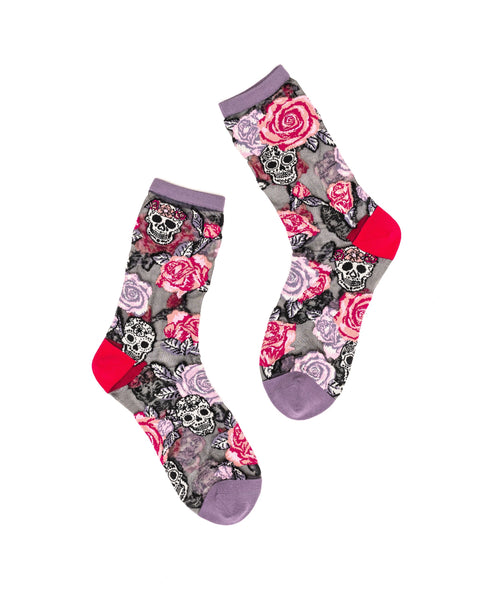 Calcetines negros transparentes de Skulls&Roses-1