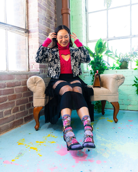 Calcetines negros transparentes de Skulls&Roses-4