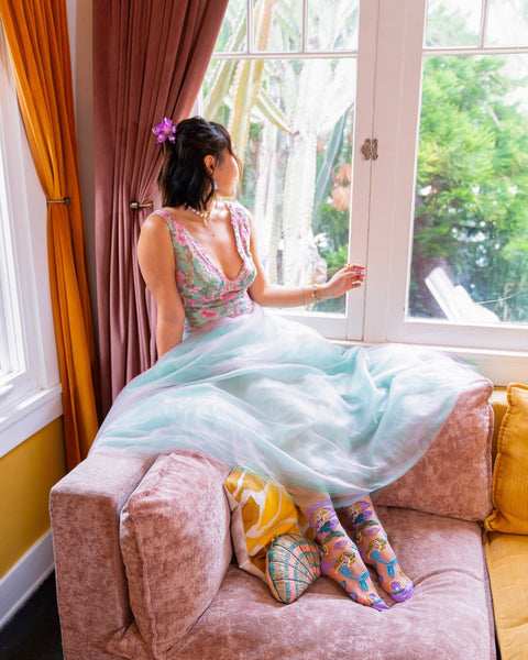 Calcetines transparentes con volantes de sirena de estilo caprichoso-4