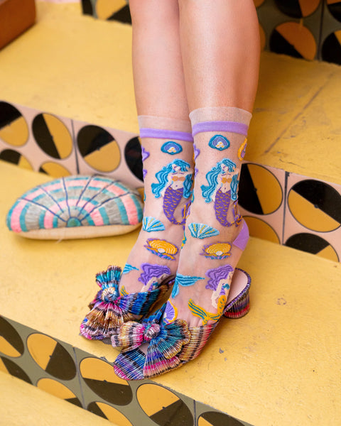 Calcetines transparentes con volantes de sirena de estilo caprichoso-2