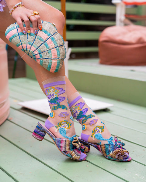 Calcetines transparentes con volantes de sirena de estilo caprichoso-5