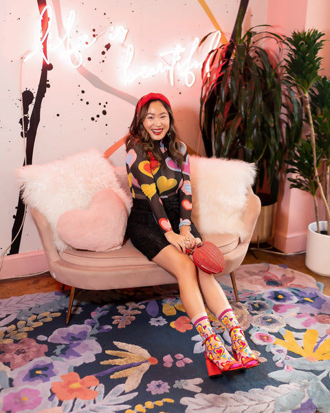 Calcetines transparentes con volantes y corazones estilo Y2K-3